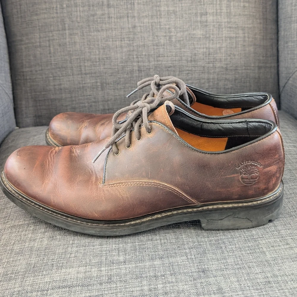 Timberlan Size 9.5 s Men's Brown Leather Shoes / Dress Shoes